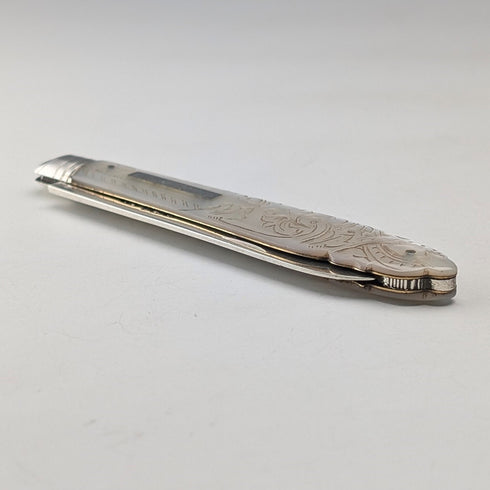 1903 年英國古董白珍珠手柄純銀刀片小刀 Fattorini&Sons